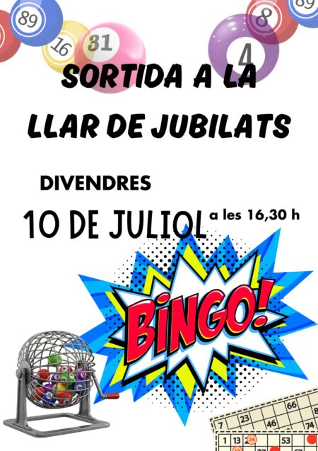 Salida a la Llar de Jubilats para participar en una tarde de bingo con vecinos del pueblo y premios para los asistentes.