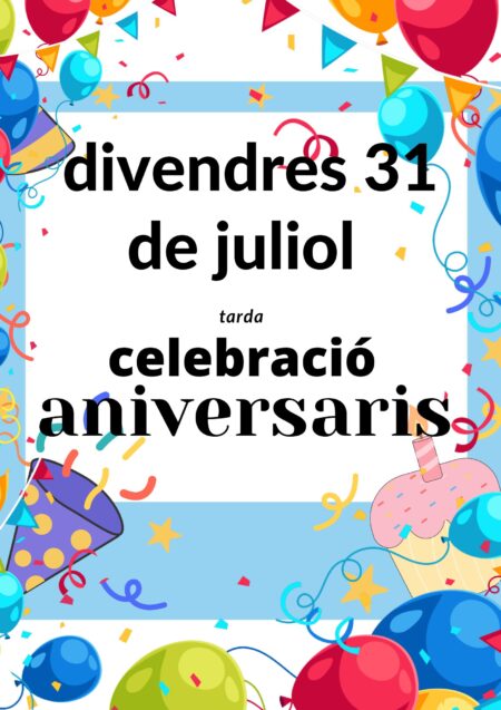 Celebración de Aniversarios en la Residencia Mirador del Segrià con tarta, velas y ambiente festivo.