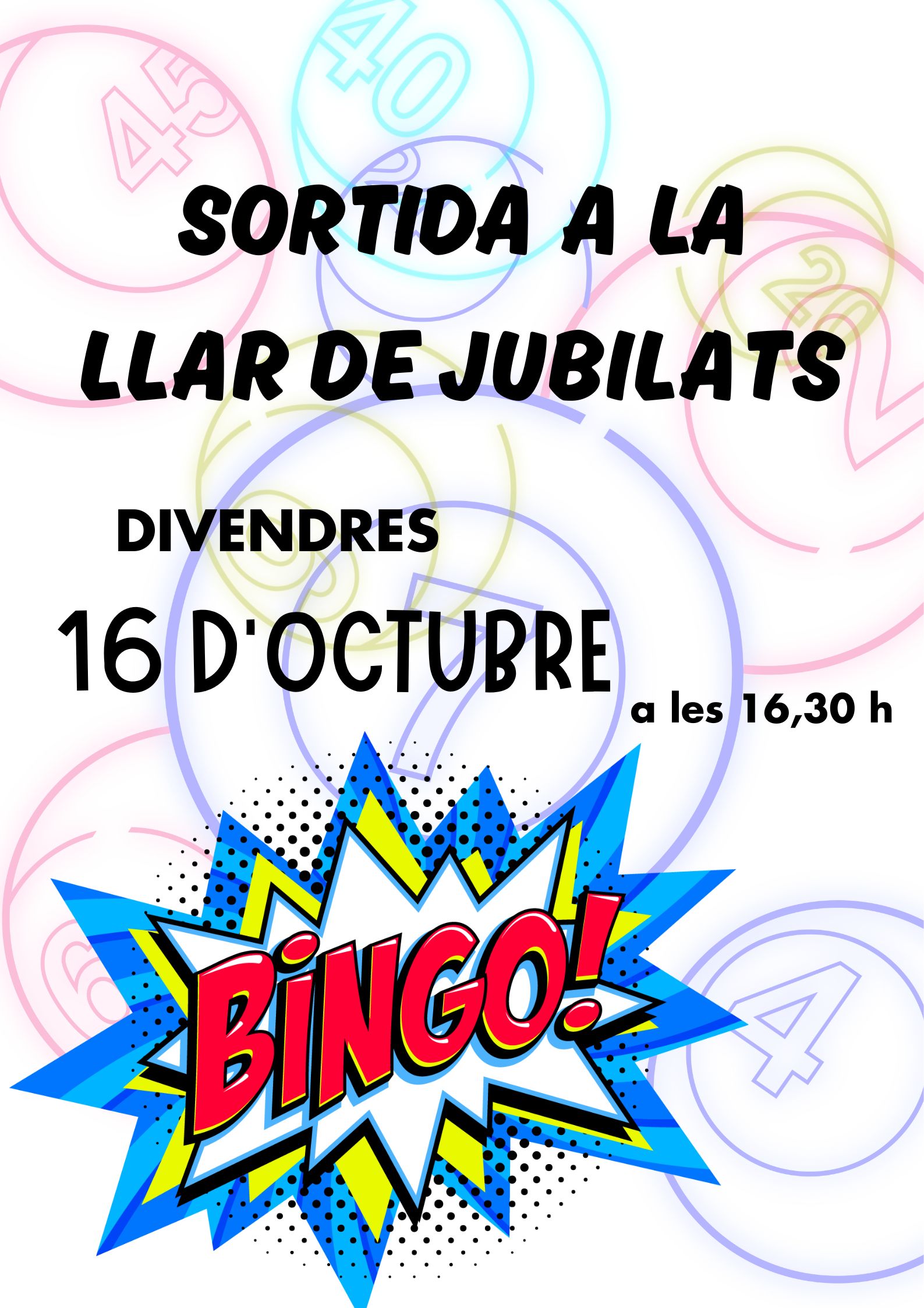Cartel de bingo del Mirador del Segrià — octubre de 2026